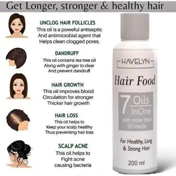 Havelyn Hair Food  7 Oils & 30+ Herbs for Hair Growth, Dandruff & Scalp Care  200ml